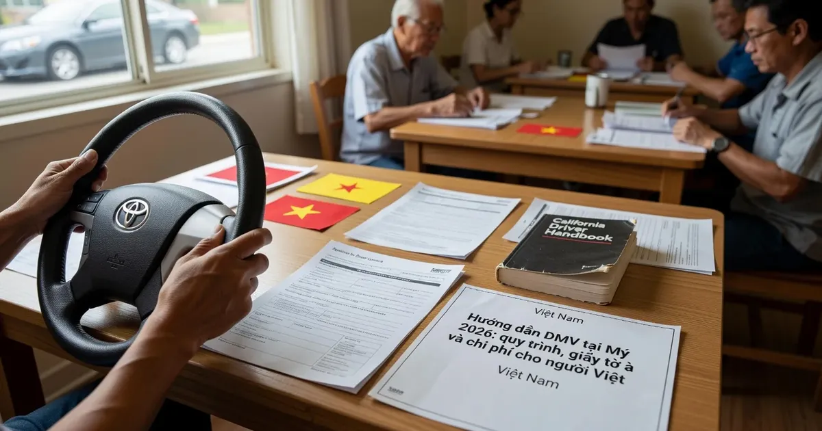 Hướng dẫn DMV tại Mỹ 2026: quy trình, giấy tờ và chi phí cho người Việt