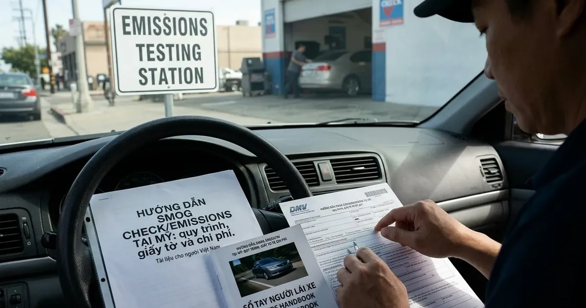 Hướng dẫn Smog Check / Emissions tại Mỹ 2026: quy trình, giấy tờ và chi phí