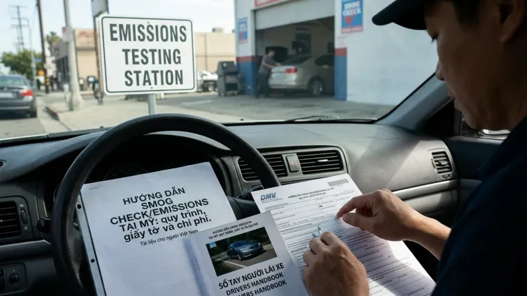 Hướng dẫn Smog Check / Emissions tại Mỹ 2026: quy trình, giấy tờ và chi phí