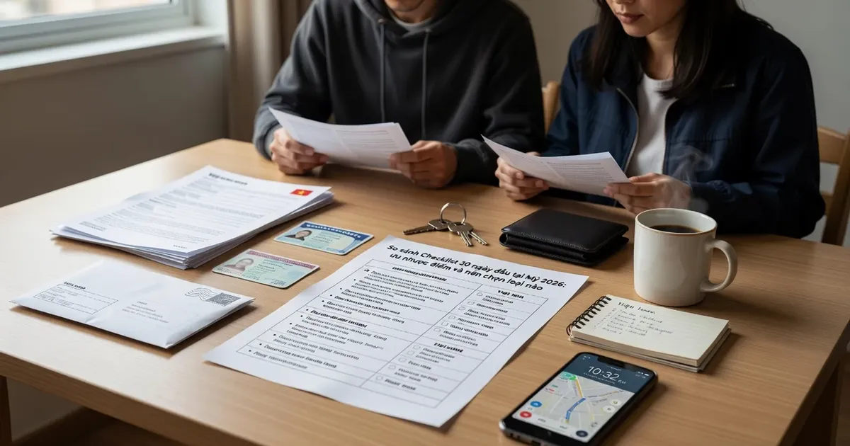 So sánh cách làm Checklist 30 ngày đầu tại Mỹ 2026: nên chọn lối nào?