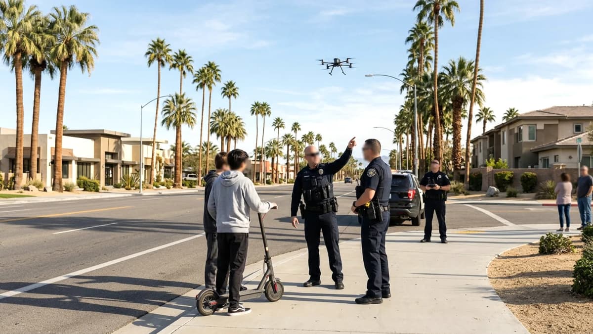 Vụ thiếu niên lái xe điện gây rối tại Palm Springs: Cảnh sát dùng flycam bắt giữ